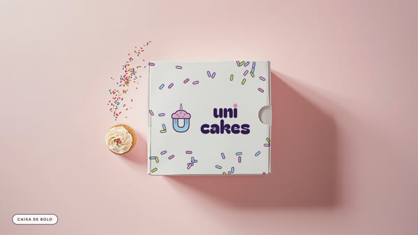 Uni Cakes: caixa de bolo com a marca